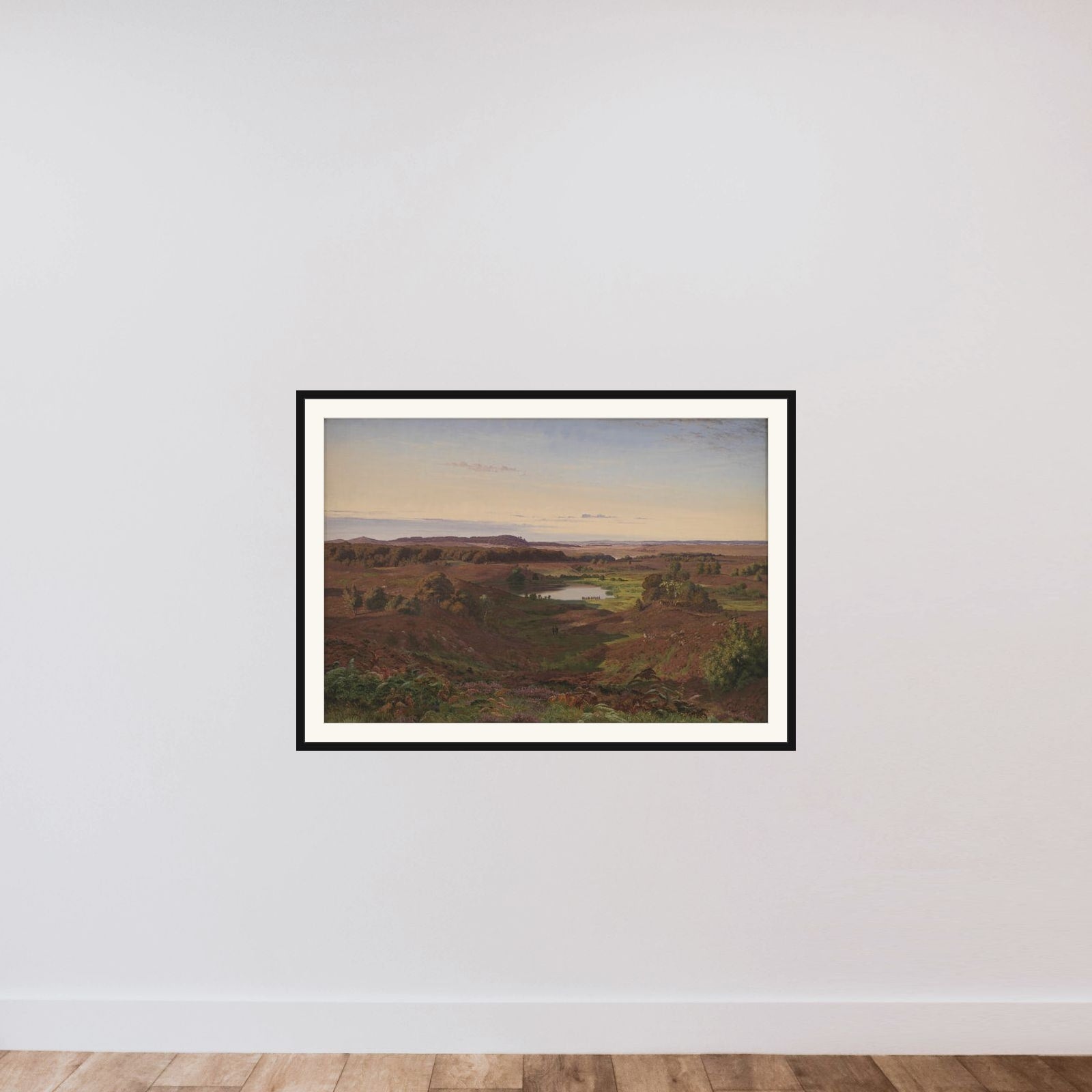 Nordsjællandsk landskab. Eftermiddagsbelysning framed — shown to scale