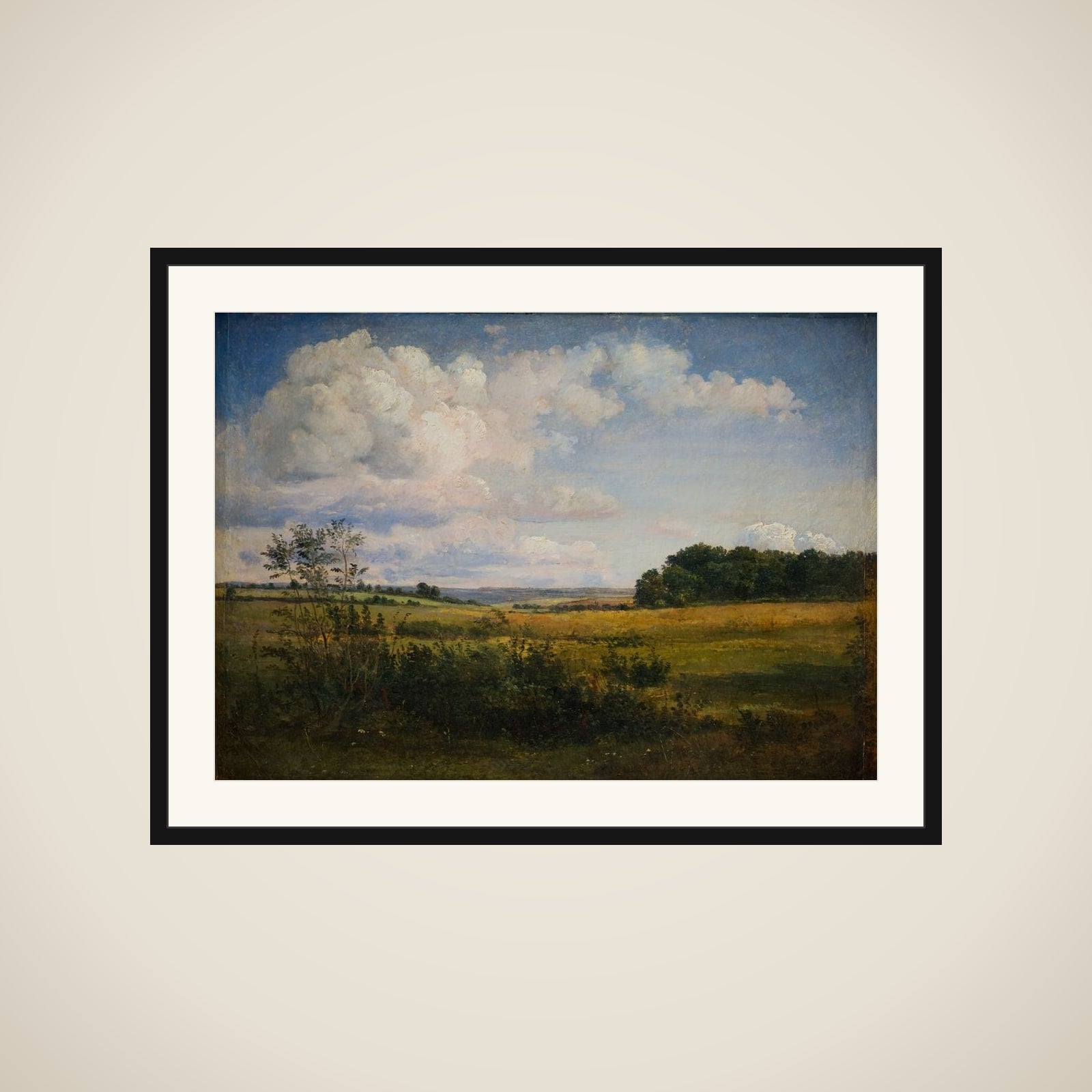 Landskab med solbelyste skyer framed
