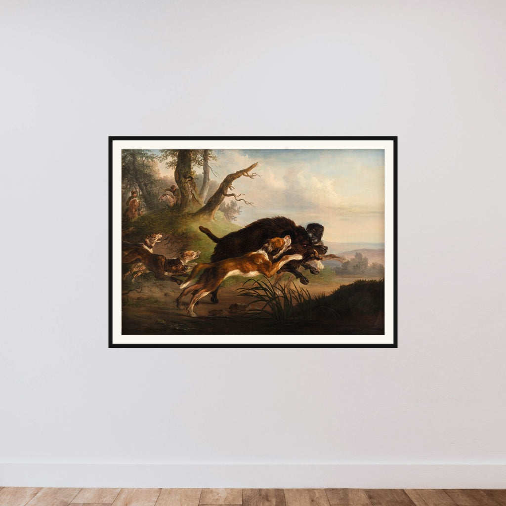 En vildsvinejagt framed — shown to scale