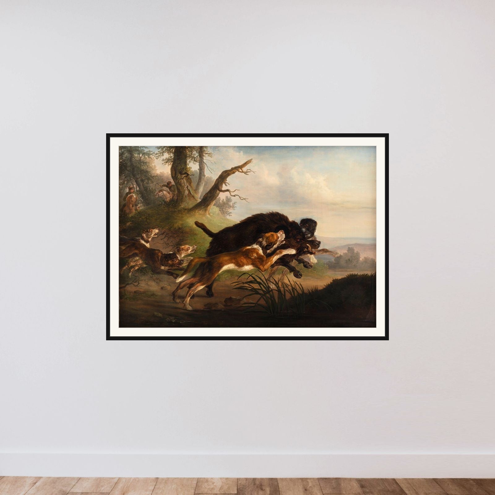 En vildsvinejagt framed — shown to scale