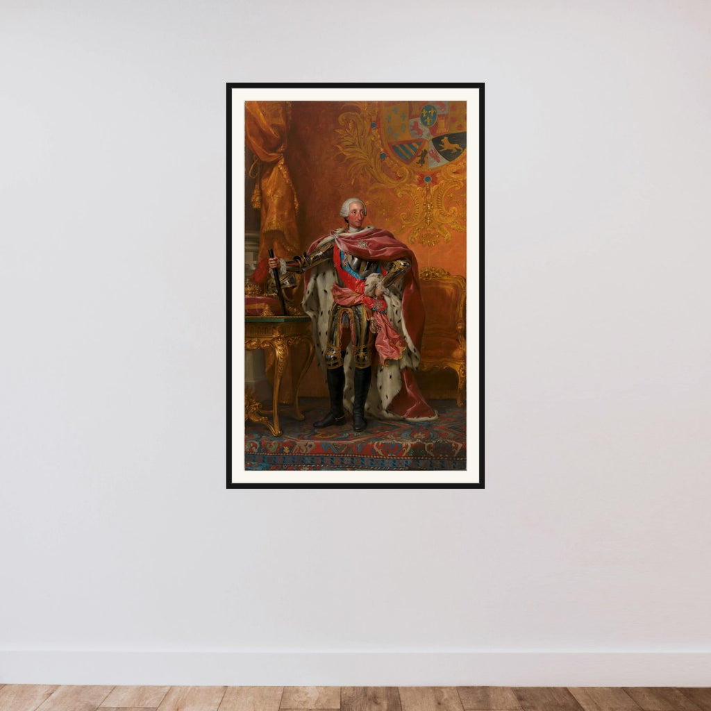 Portræt af kong Carl III af Spanien framed — shown to scale