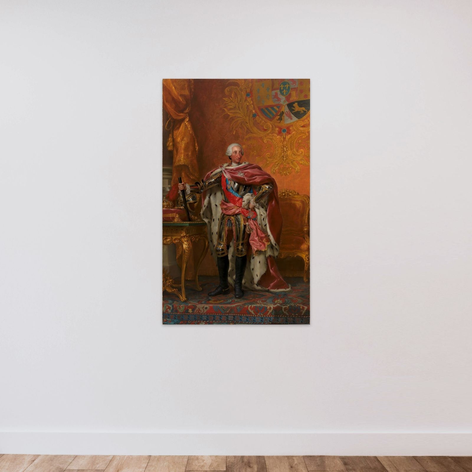 Portræt af kong Carl III af Spanien unframed — shown to scale