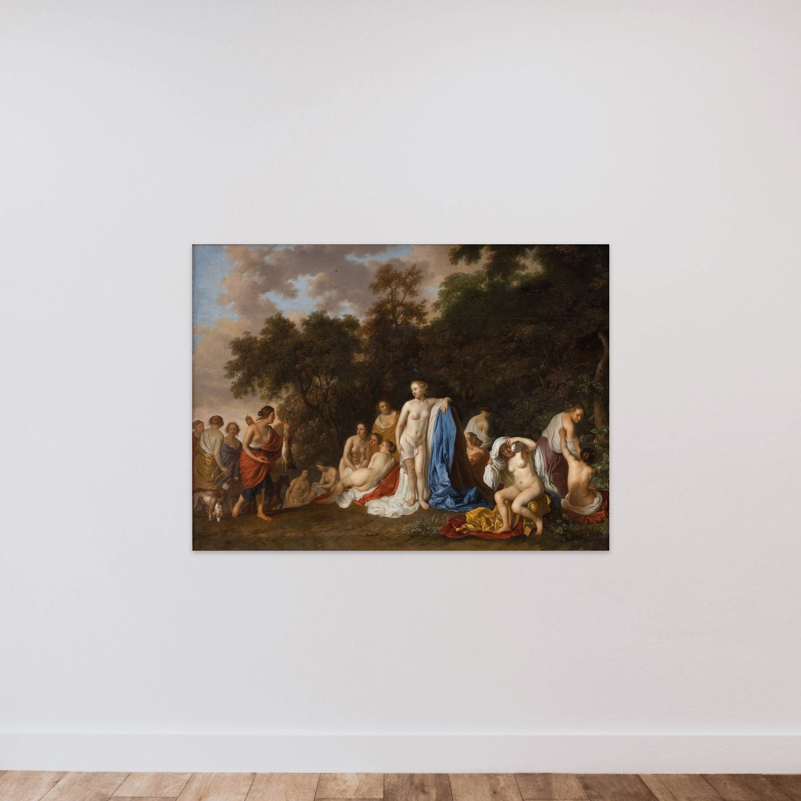 Diana og hendes nymfer unframed — shown to scale