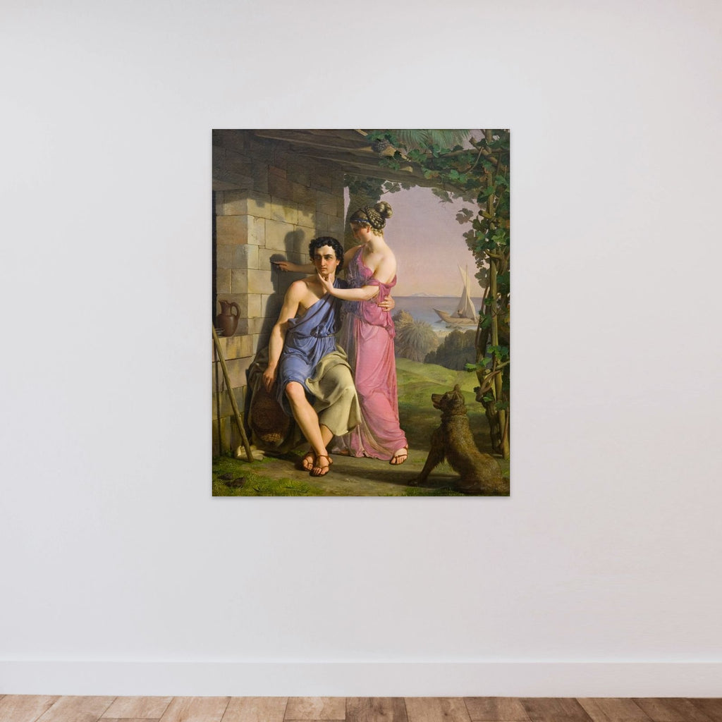 Malerkunstens oprindelse unframed — shown to scale