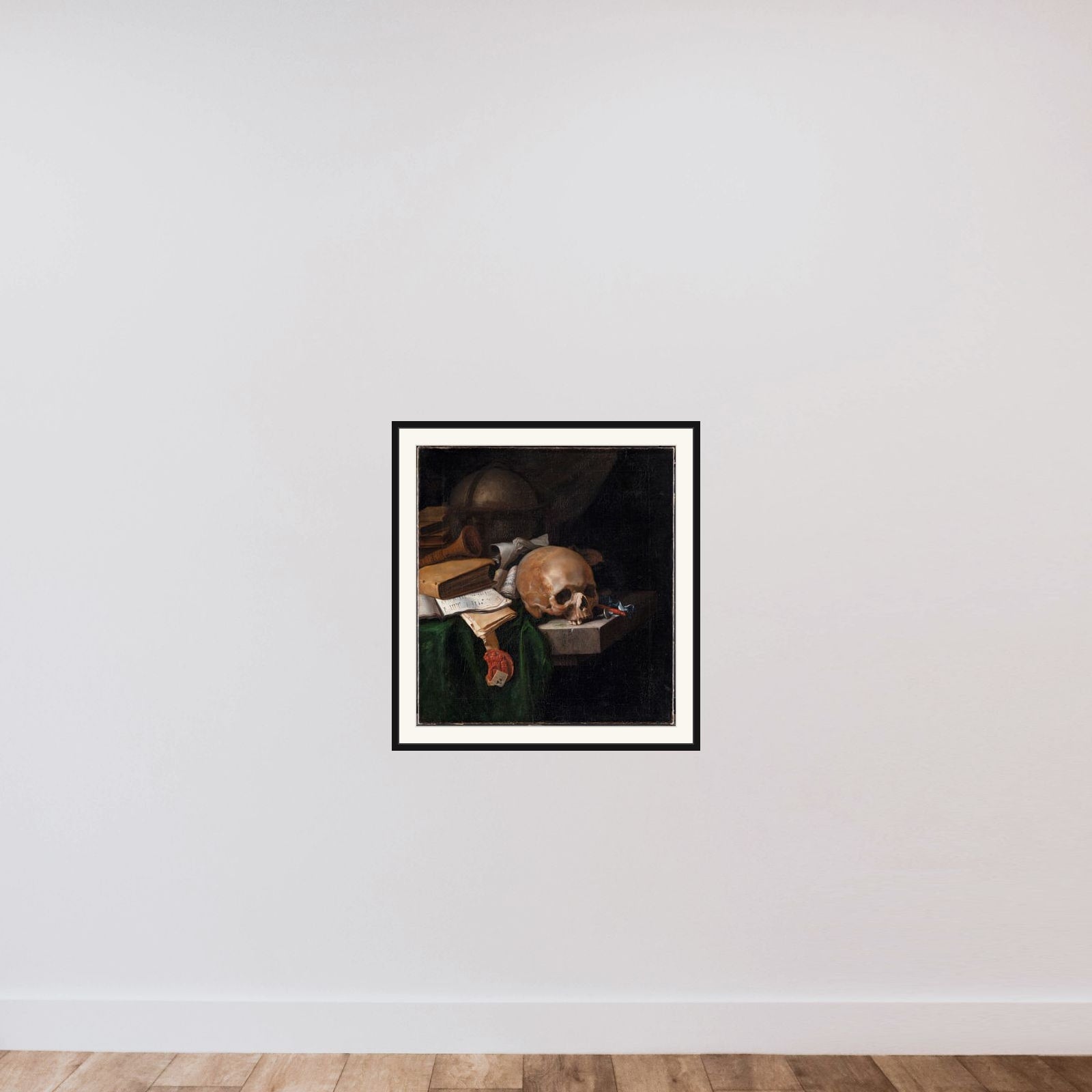 Vanitas-stilleben framed — shown to scale