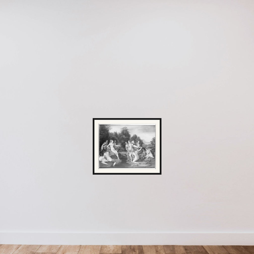 Diana og Kallisto framed — shown to scale