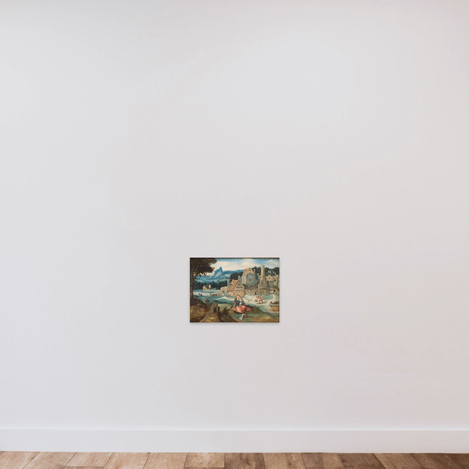 Den hellige familie unframed — shown to scale