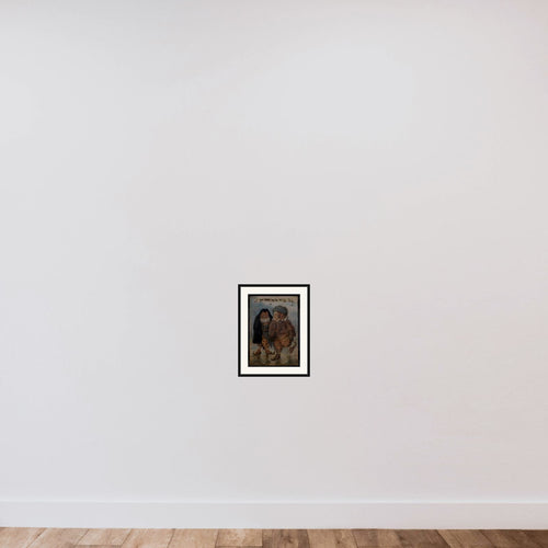 "Hvor vi passer sammen" framed — shown to scale