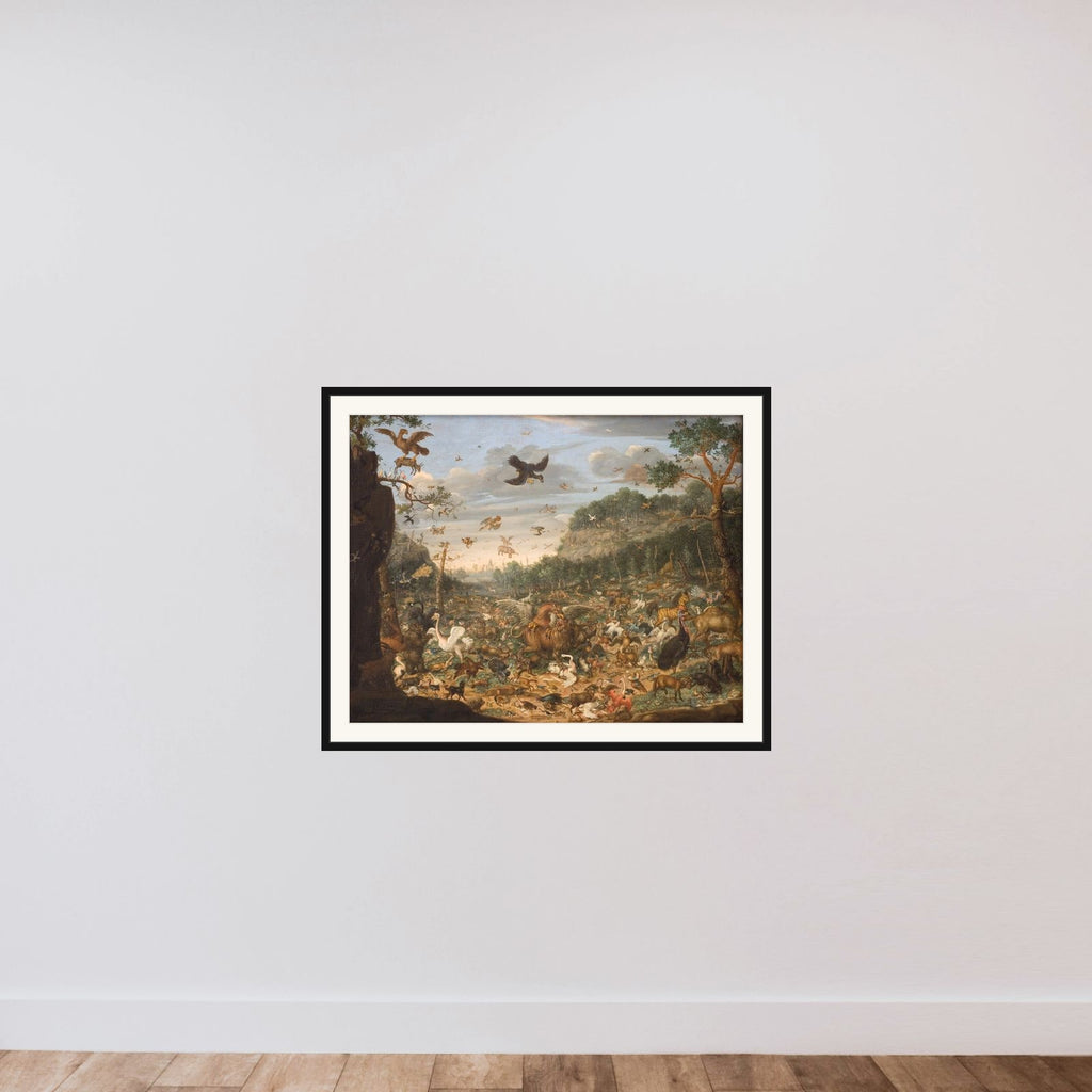 Jorden efter syndefaldet framed — shown to scale