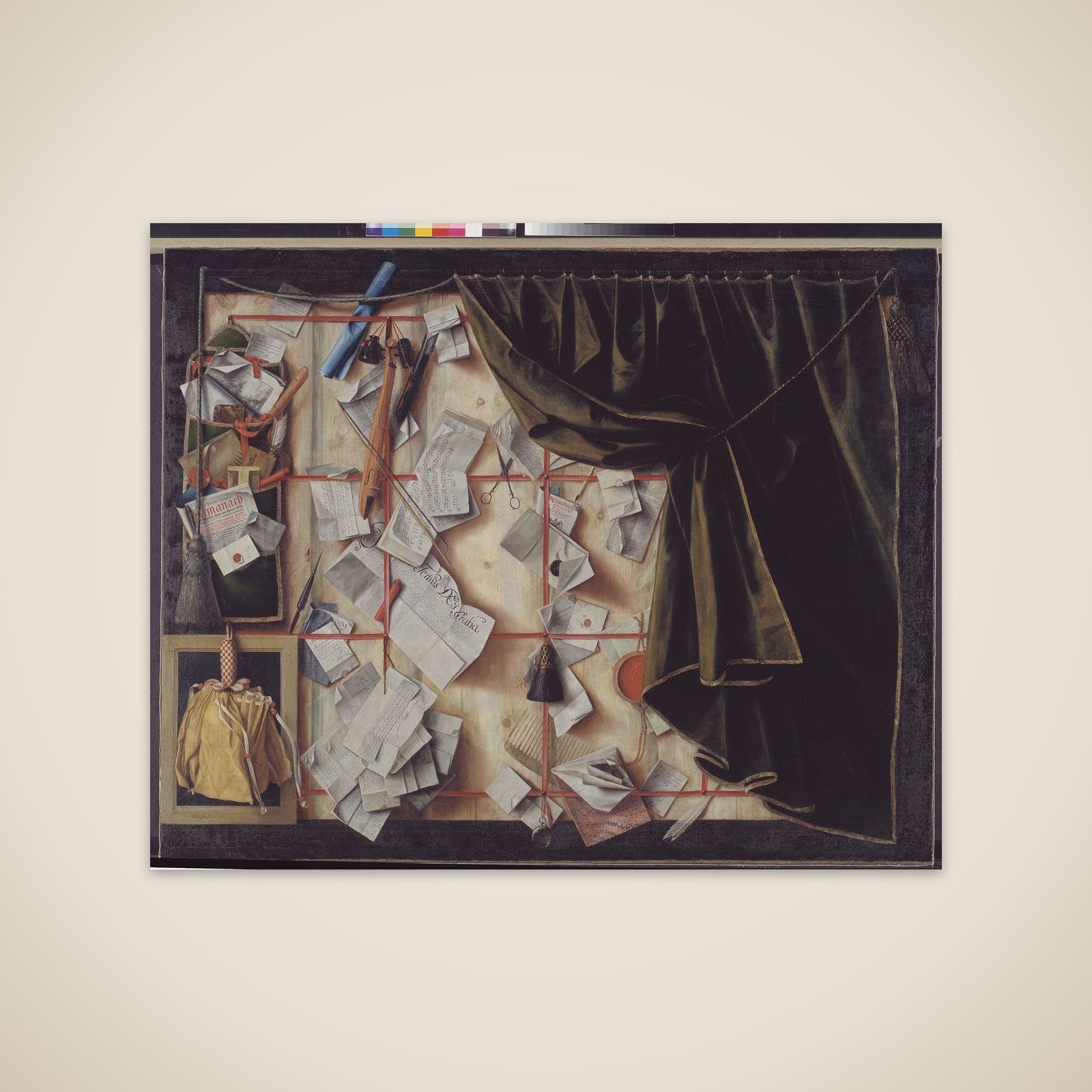 Trompe l'oeil med en brevvæg med Frederik III's proklamation unframed print