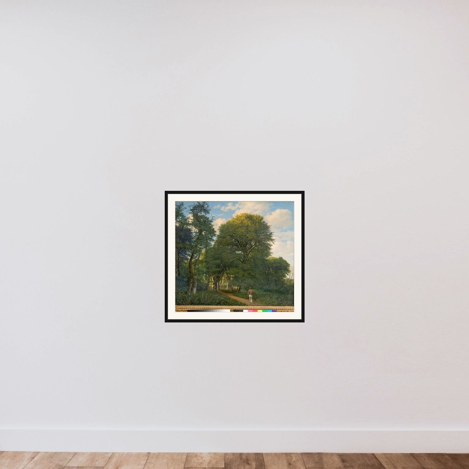 Et skovparti i Charlottenlund. Aften framed — shown to scale