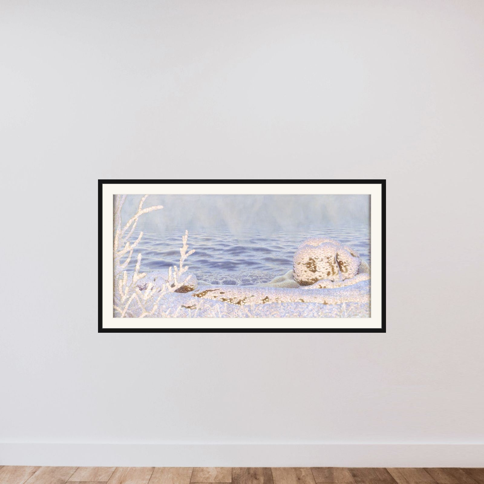 Den første kulde over søen framed — shown to scale