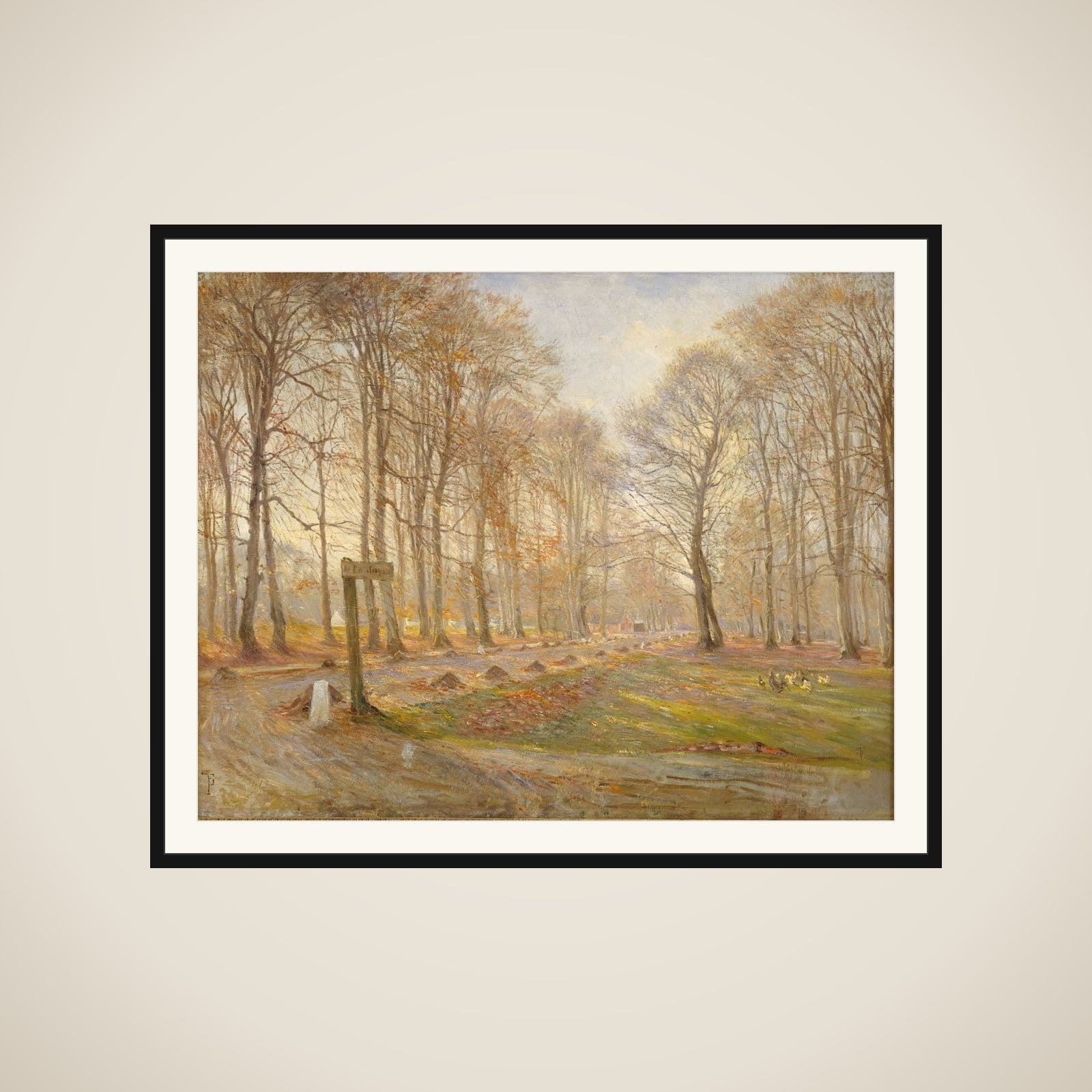 En sen efterårsdag i Dyrehaven. Solskin framed