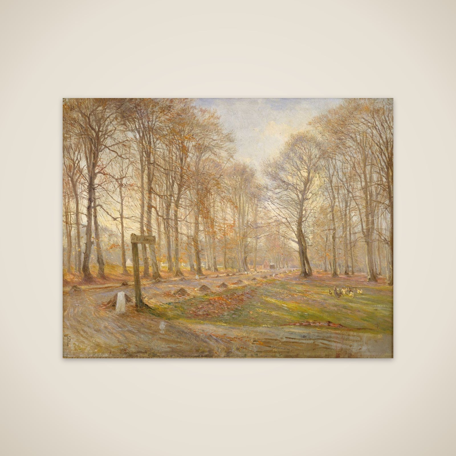 En sen efterårsdag i Dyrehaven. Solskin unframed print
