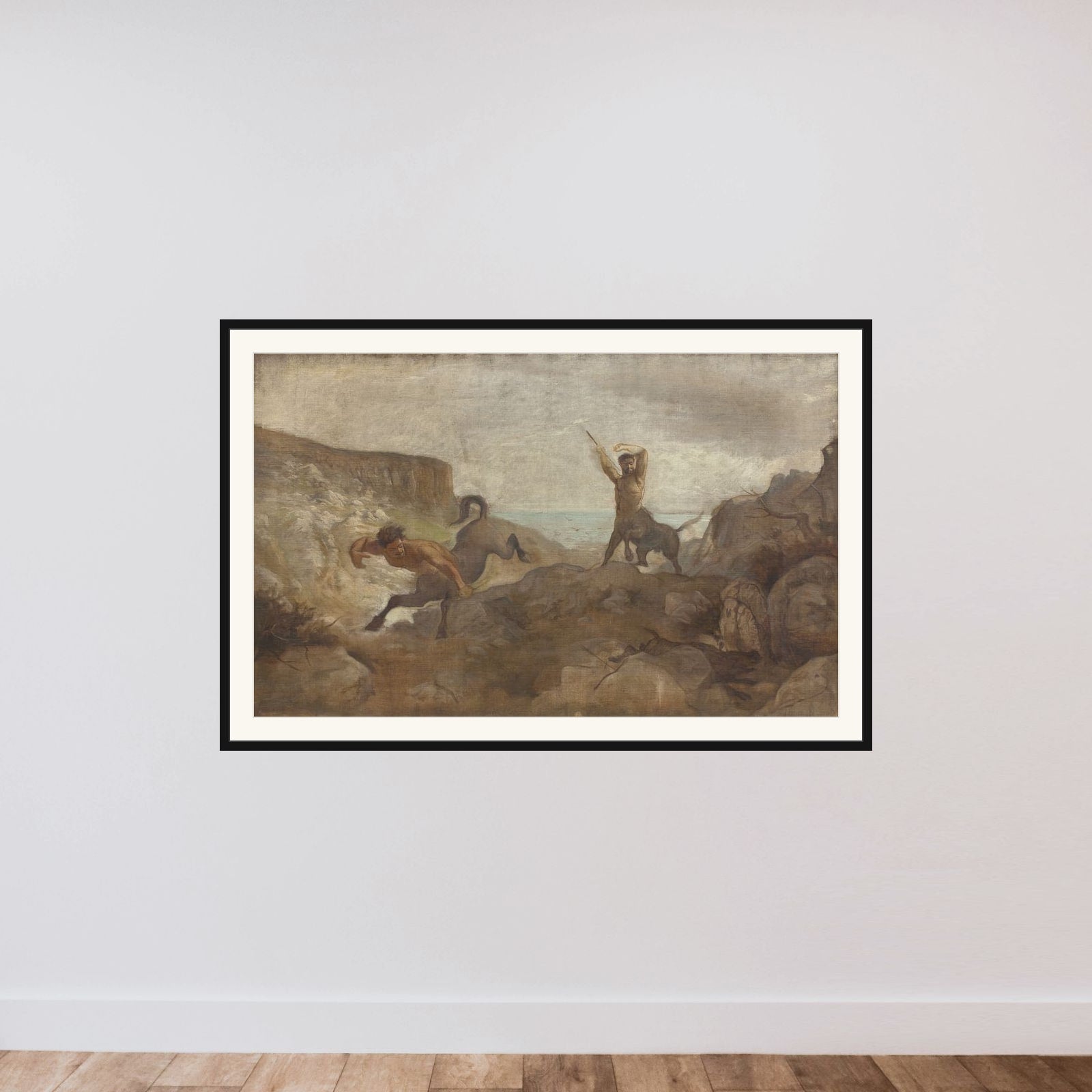 Kentaurer på vildsvinejagt framed — shown to scale