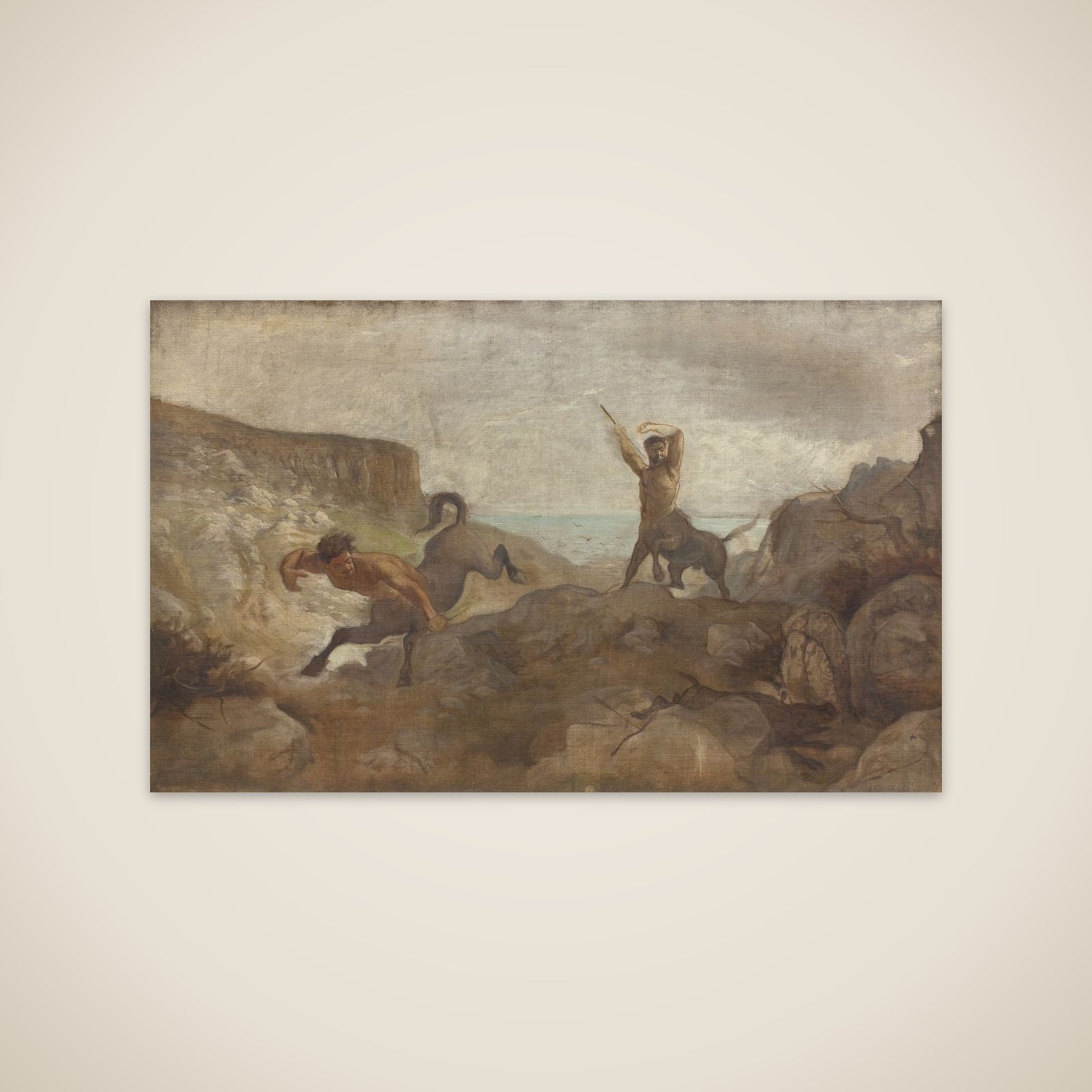 Kentaurer på vildsvinejagt unframed print