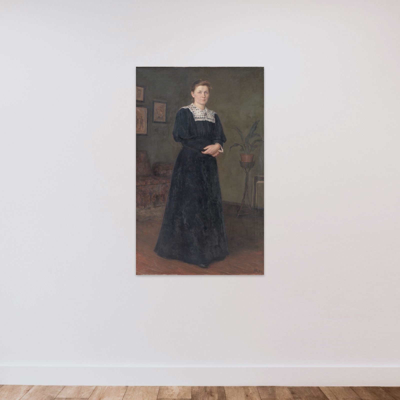 Malerinden Ane Marie Hansen unframed — shown to scale