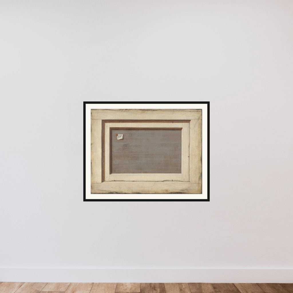 Trompe l'oeil. Bagsiden af et indrammet maleri framed — shown to scale