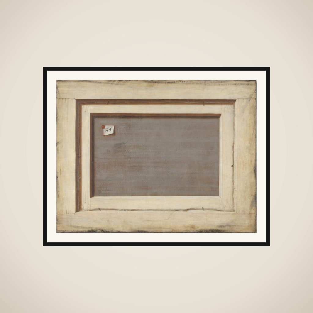 Trompe l'oeil. Bagsiden af et indrammet maleri framed