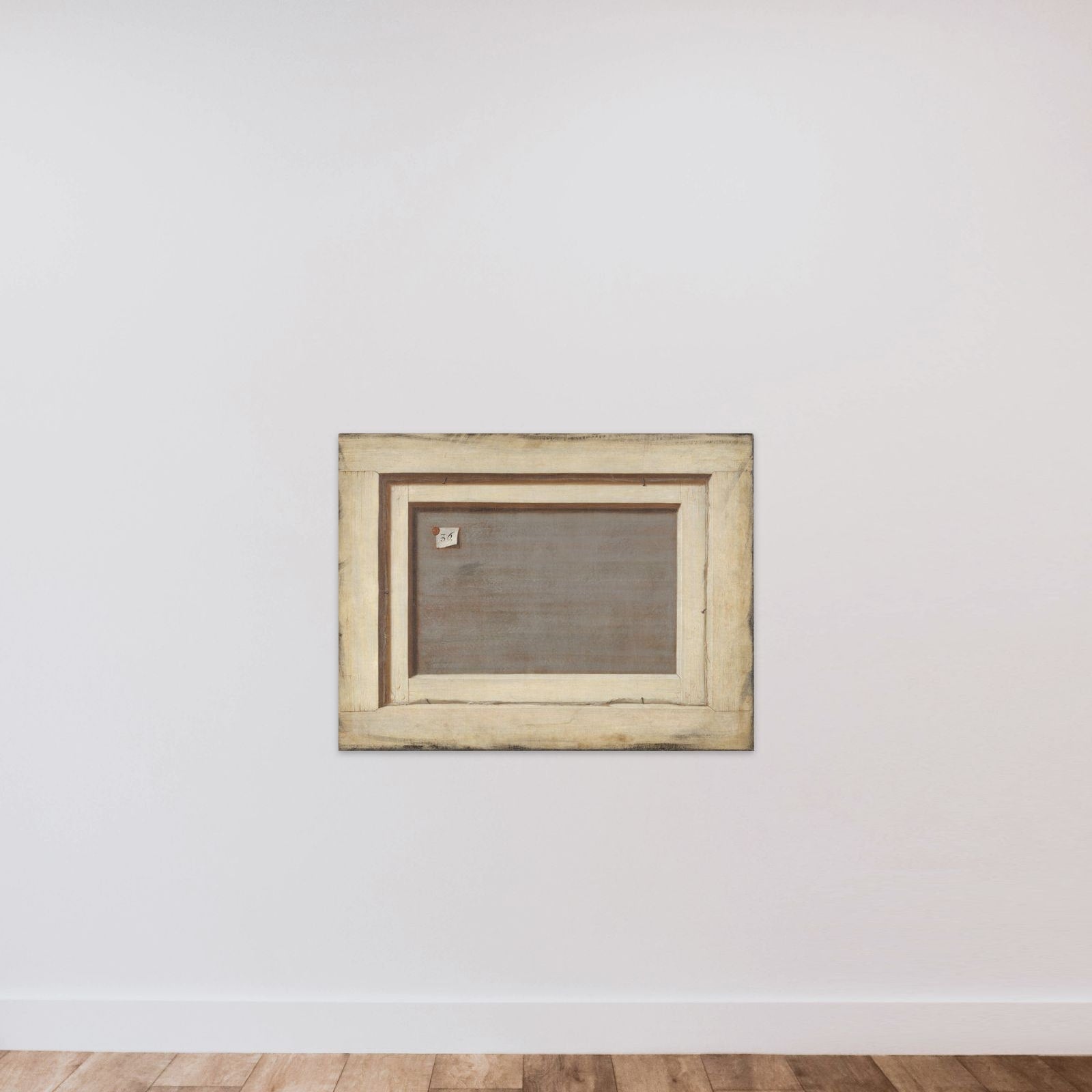 Trompe l'oeil. Bagsiden af et indrammet maleri unframed — shown to scale