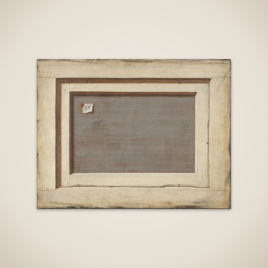 Trompe l'oeil. Bagsiden af et indrammet maleri unframed print