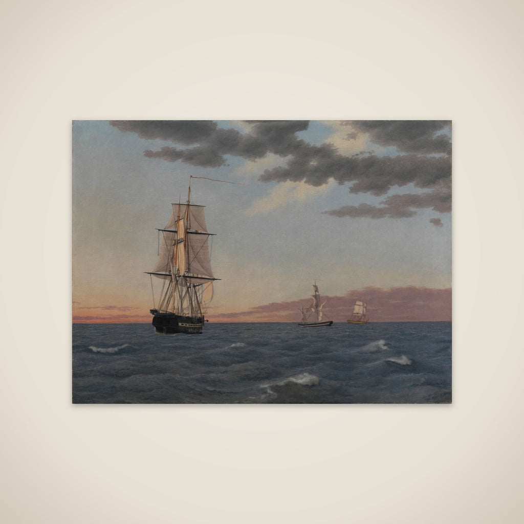 Korvetten "Galathea" ligger underdrejet for at sende hjælp til briggen "St. Jean" som er blevet påsejlet unframed print