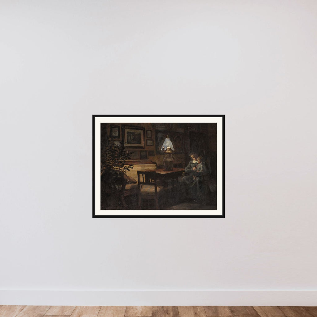 Afteninteriør. Moder og barn framed — shown to scale