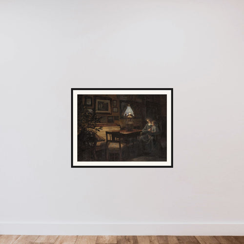 Afteninteriør. Moder og barn framed — shown to scale
