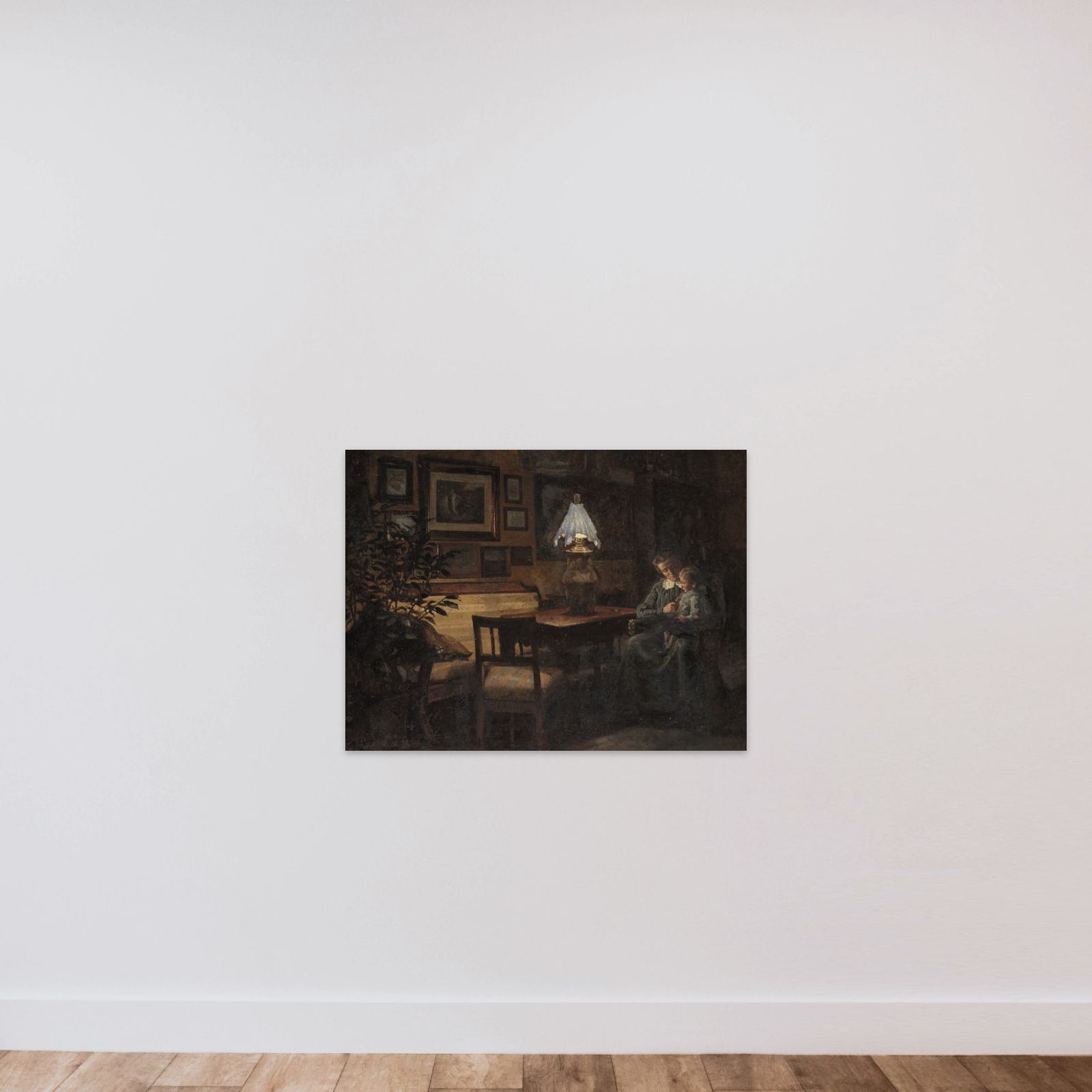 Afteninteriør. Moder og barn unframed — shown to scale