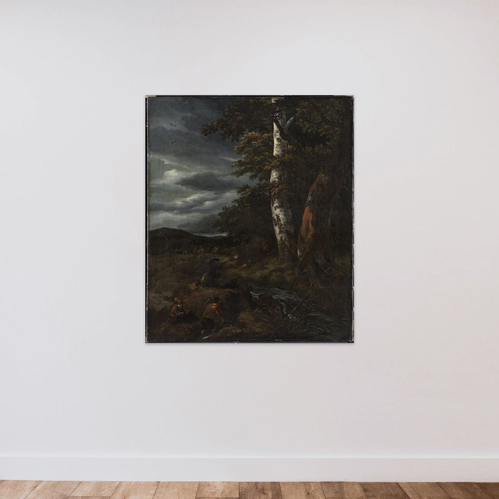 Landskab med jagtscene unframed — shown to scale