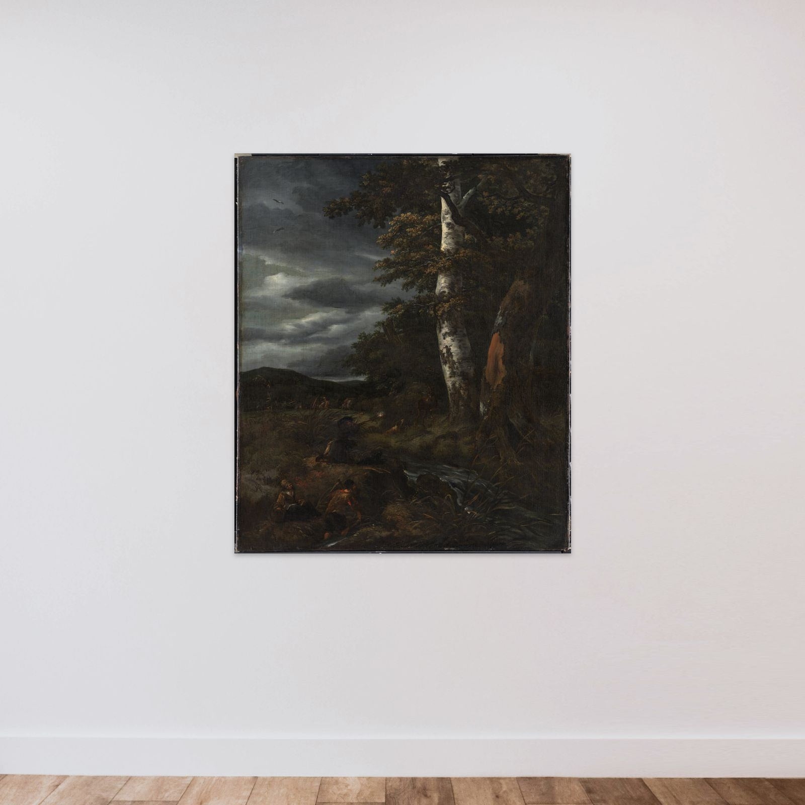 Landskab med jagtscene unframed — shown to scale