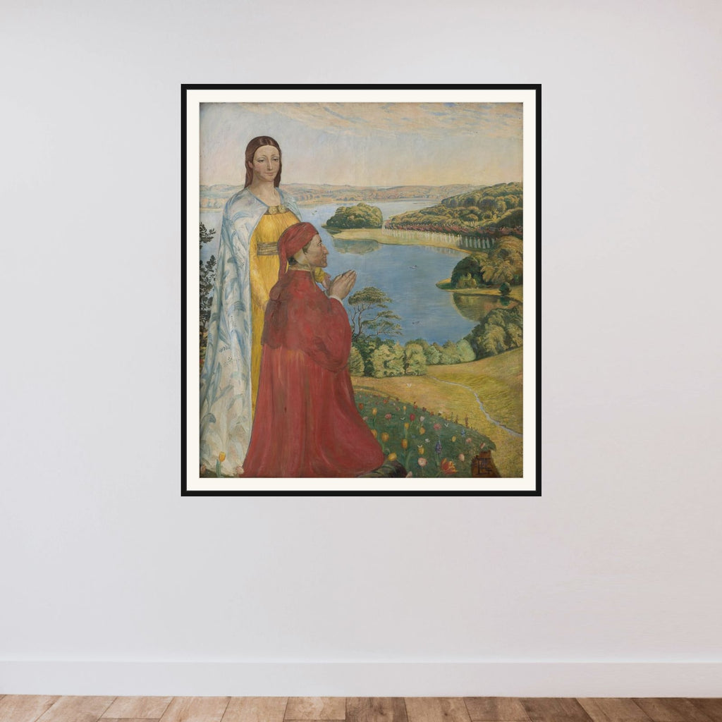 Dante og Beatrice i Paradis framed — shown to scale