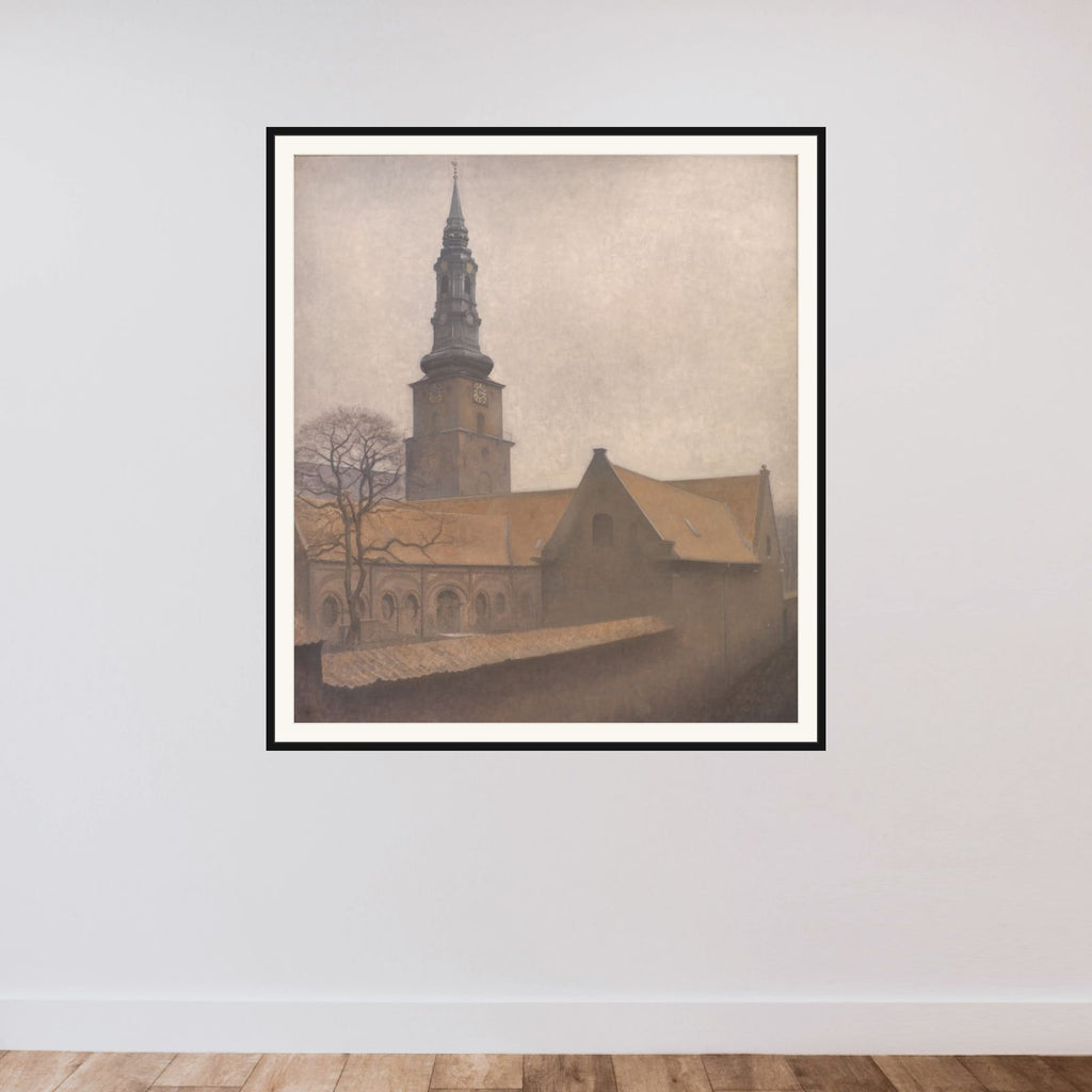 Petri Kirke framed — shown to scale