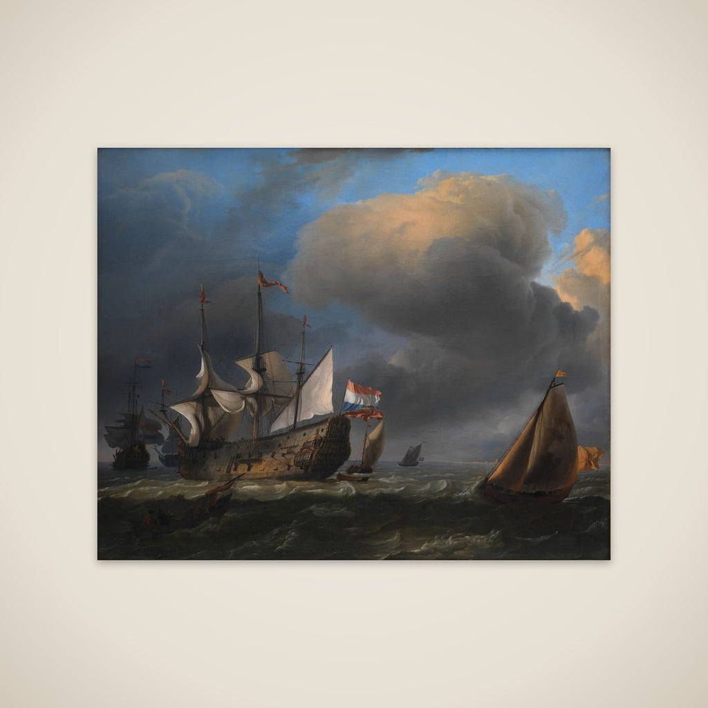 Marine med hollandske krigsskibe og fiskerbåde unframed print