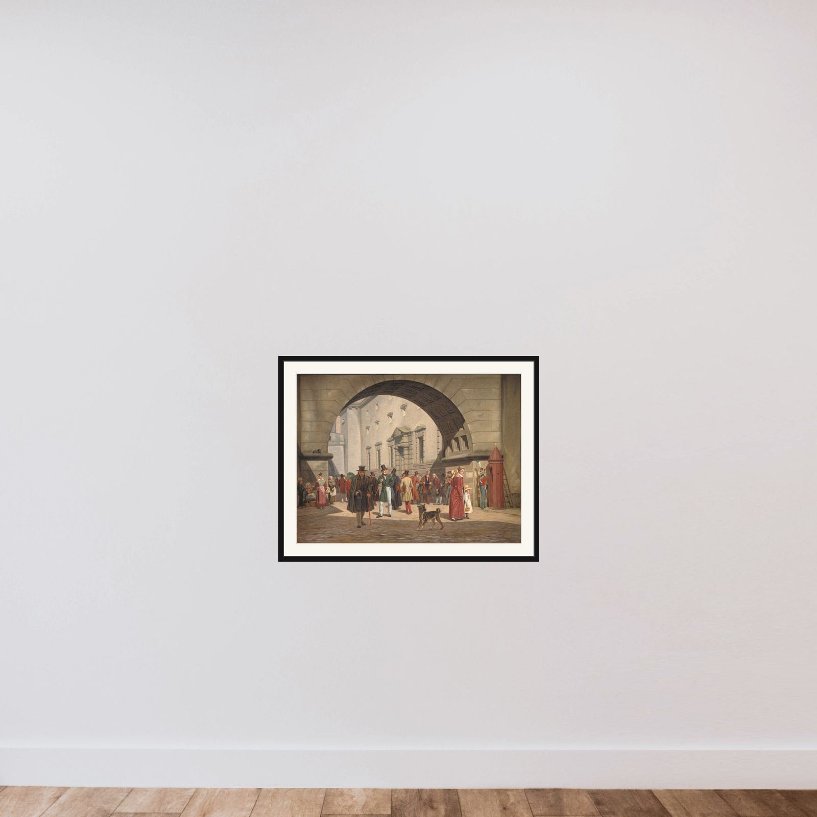 Arrestbygningen ved råd- og domhuset framed — shown to scale