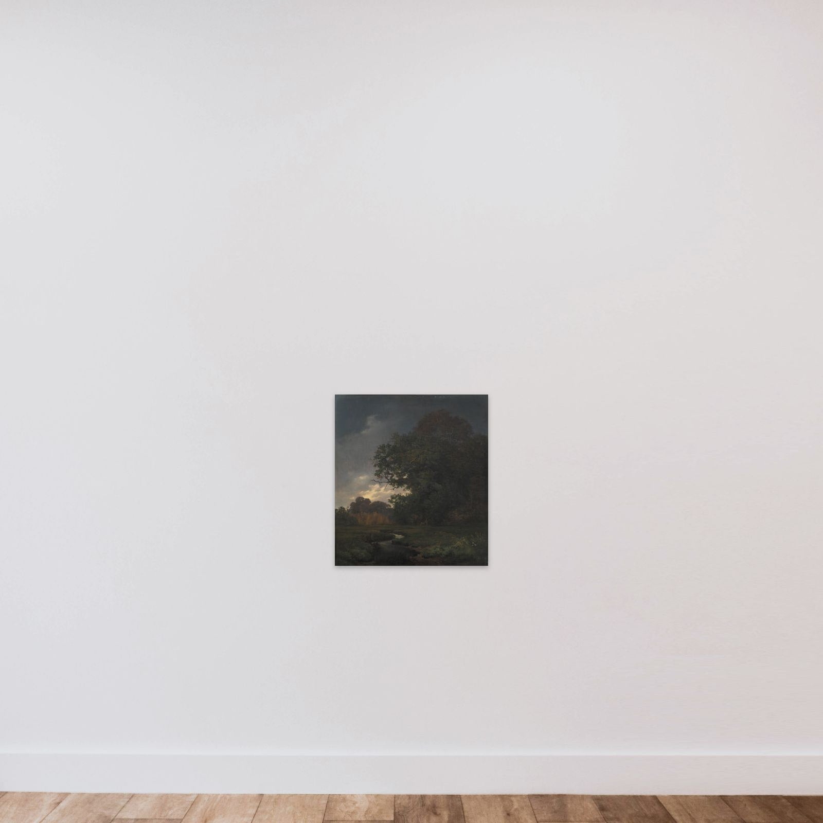 Landskab med gråt vejr hen imod aften unframed — shown to scale