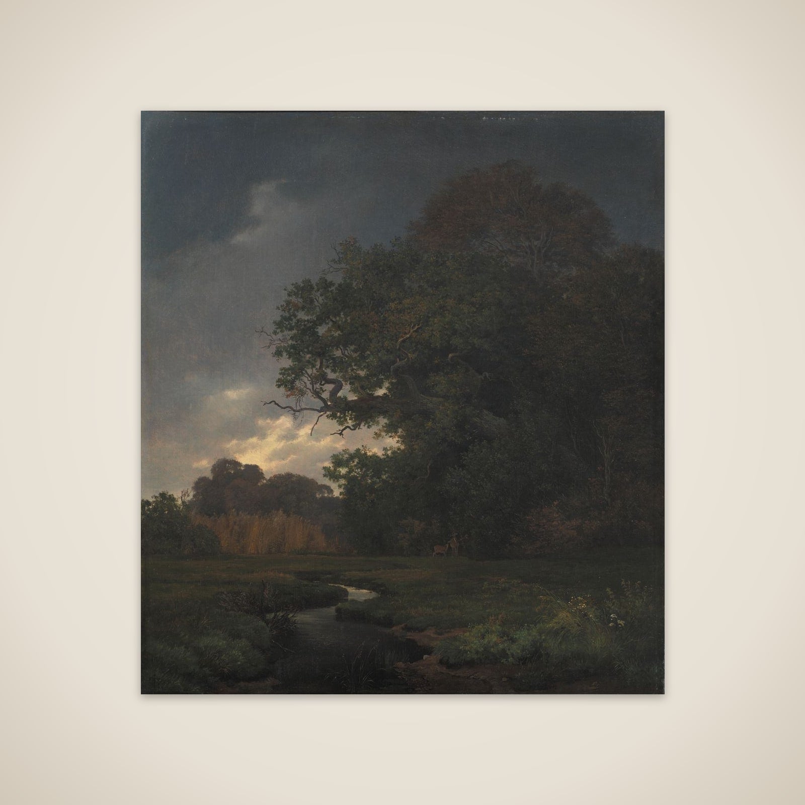 Landskab med gråt vejr hen imod aften unframed print