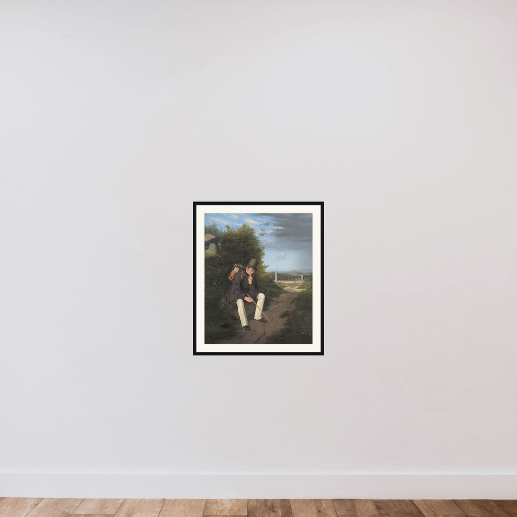 En kunstner på vandring framed — shown to scale