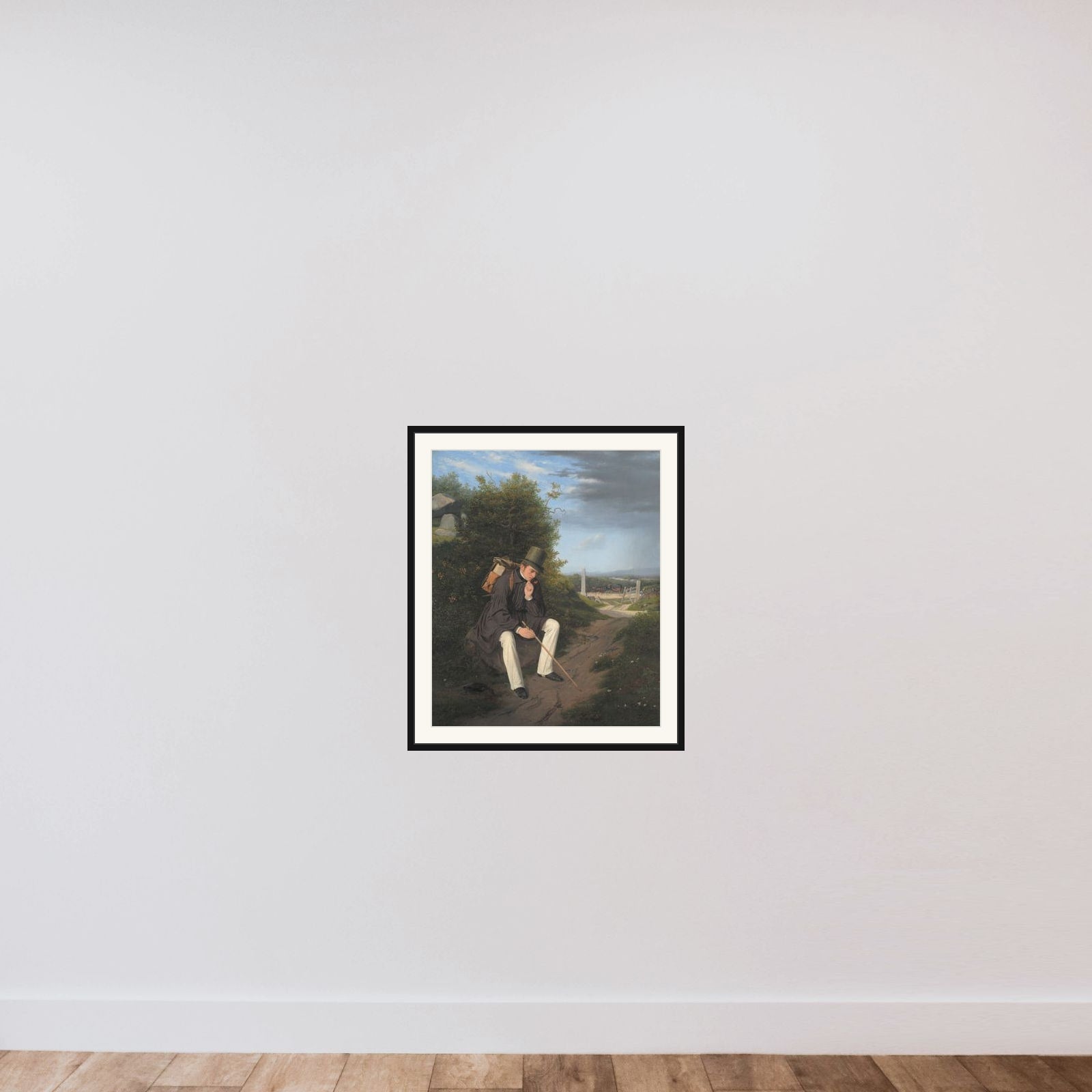 En kunstner på vandring framed — shown to scale