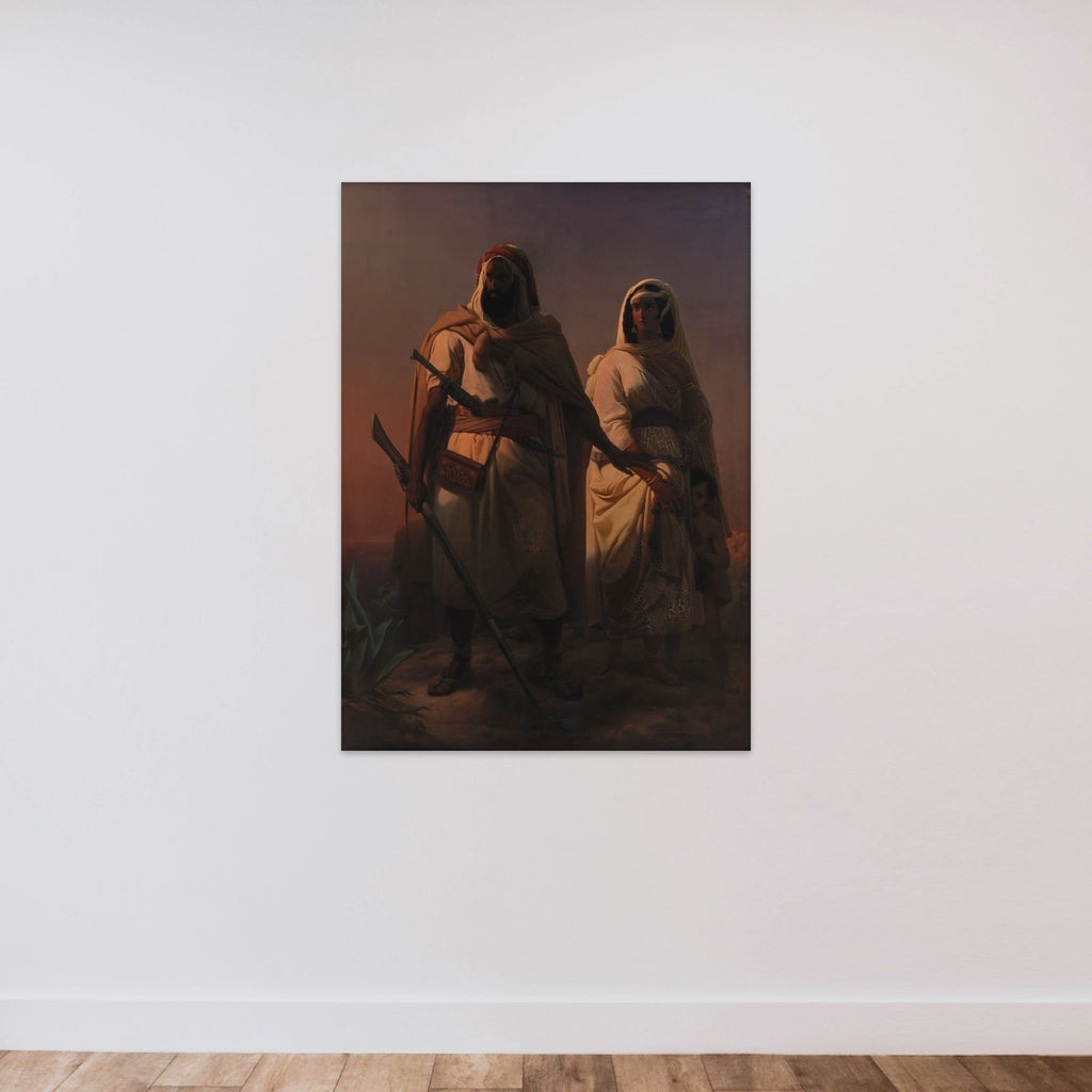 En arabisk familie i ørkenen unframed — shown to scale