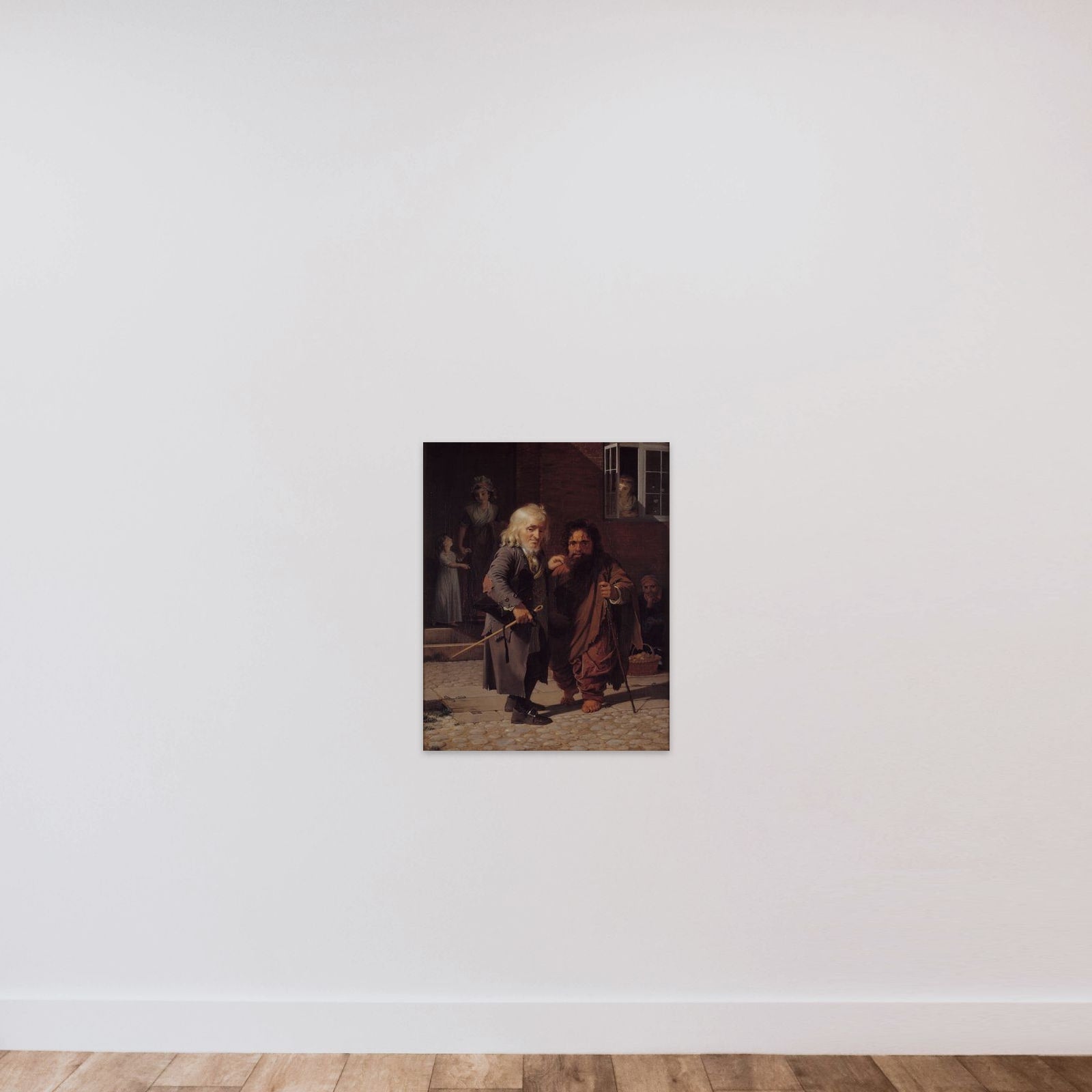Piskebåndsjøden Obligeert, stillet sammen med den romerske dværg Bajocco på en af Københavns gader unframed — shown to scale