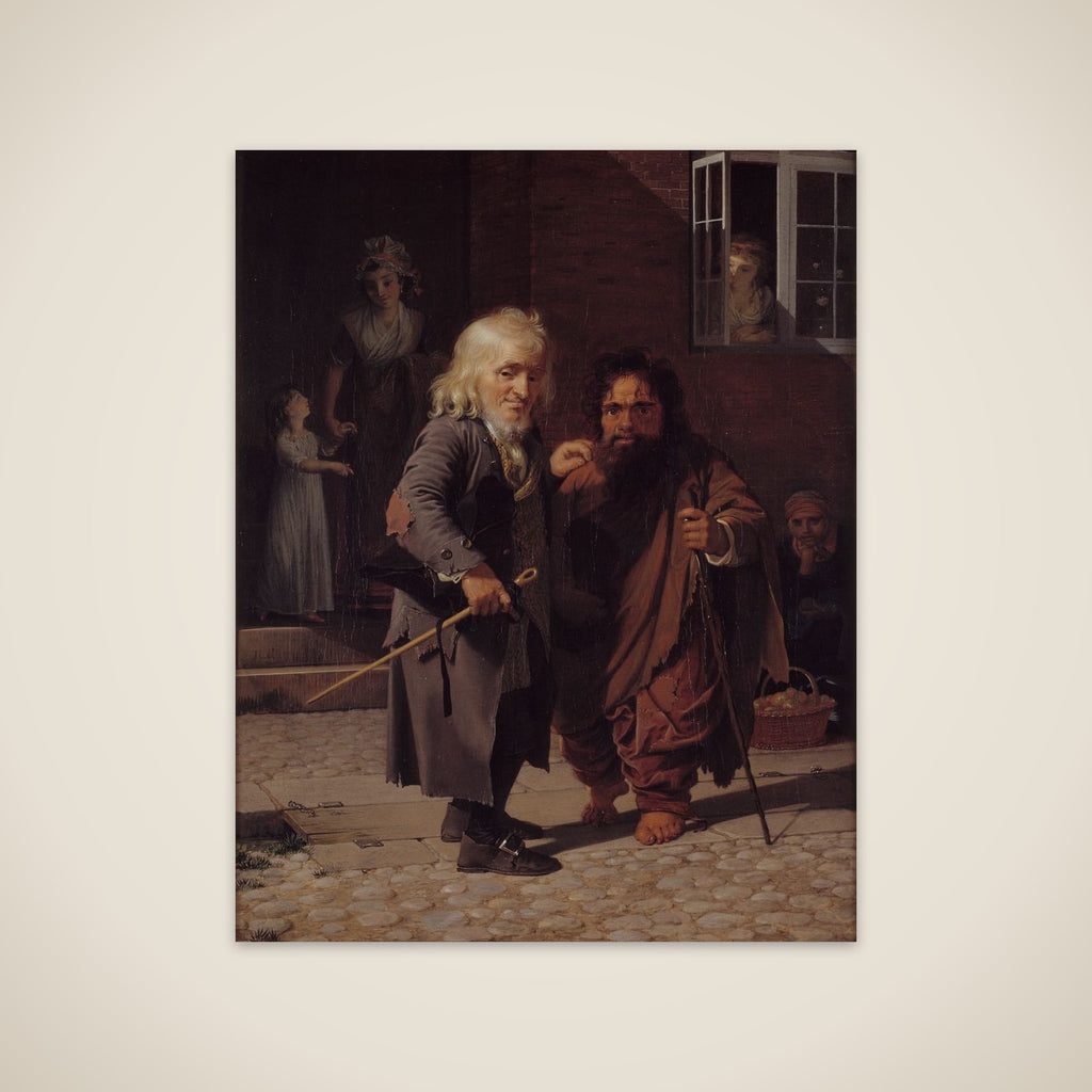 Piskebåndsjøden Obligeert, stillet sammen med den romerske dværg Bajocco på en af Københavns gader unframed print