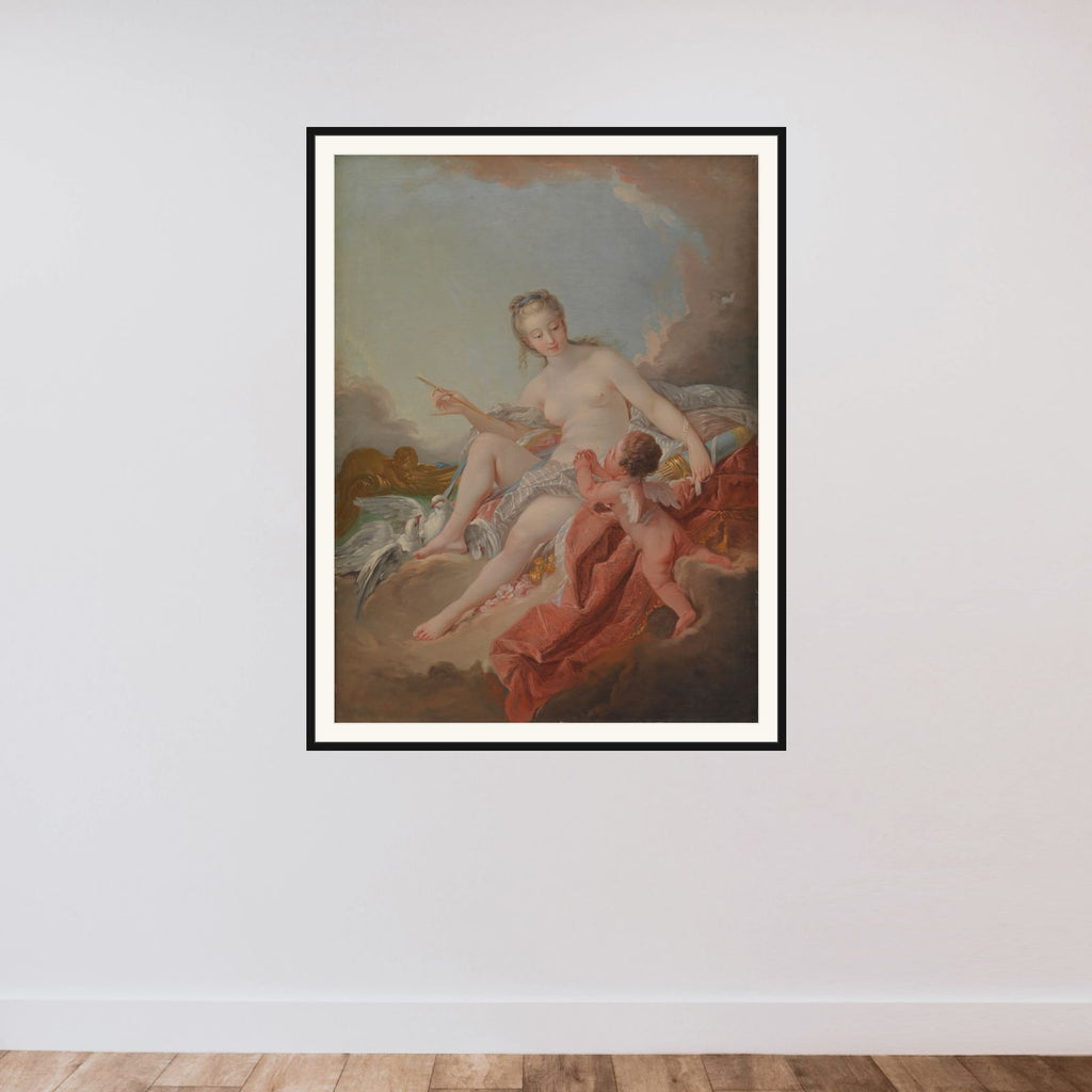 Venus og Amor framed — shown to scale