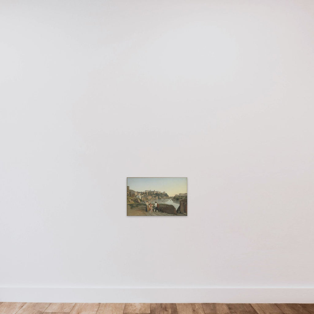 Udsigt over Tiberen mod Avertinerhøjen i Rom unframed — shown to scale