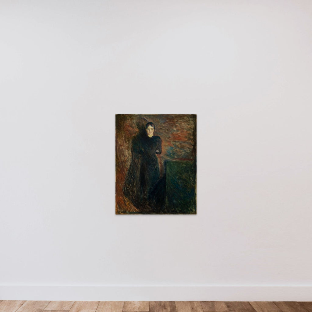 Sortklædt dame unframed — shown to scale