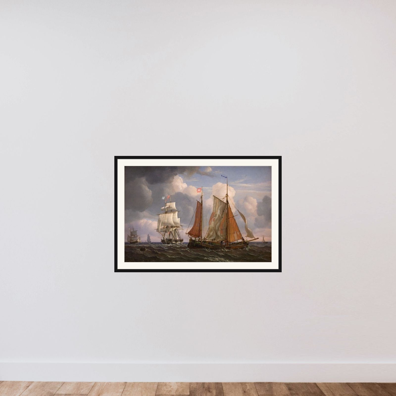 Sejlende og krydsende skibe, Øresund framed — shown to scale