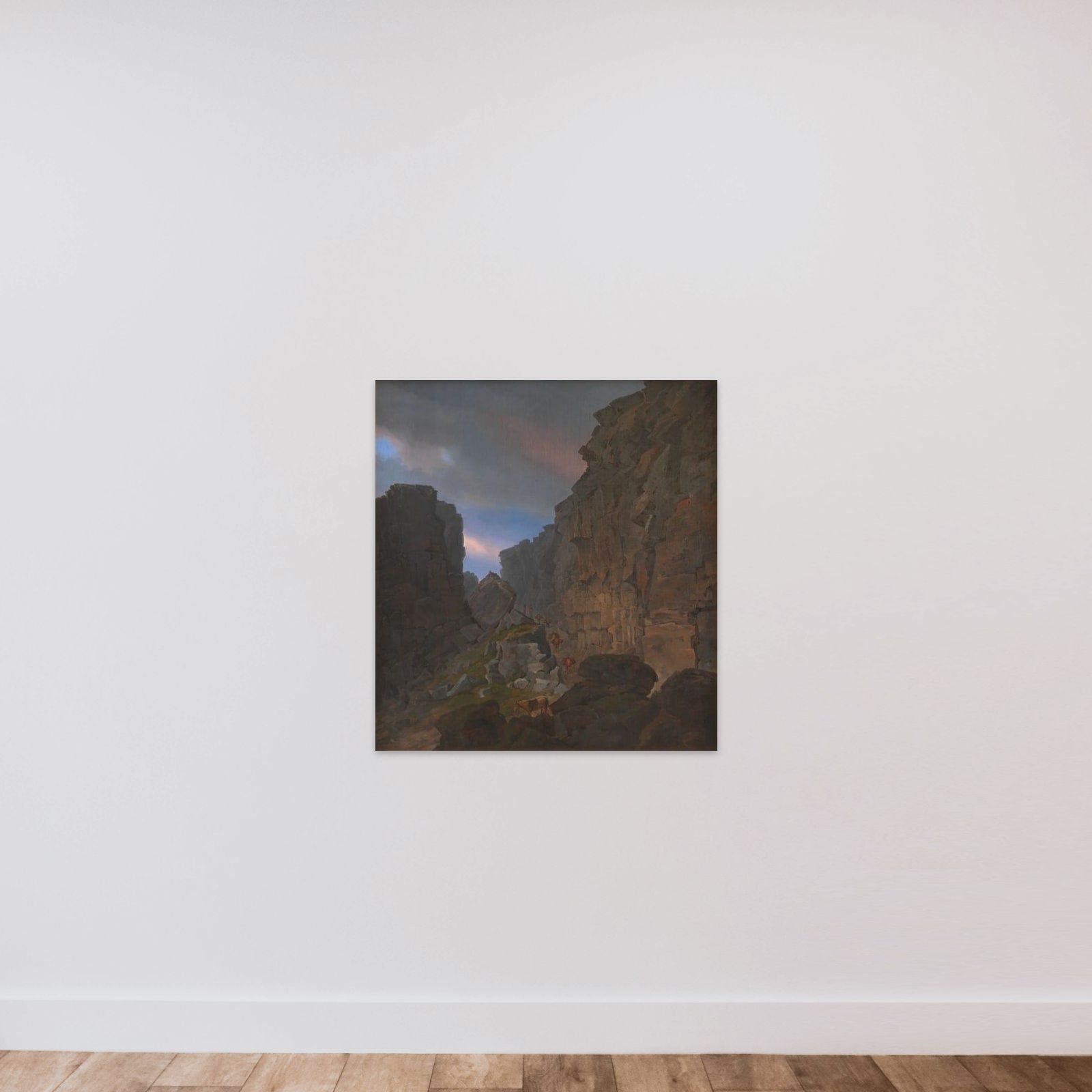 Den søndre indgang til Almannagiaa ved Thingvalla på Island unframed — shown to scale
