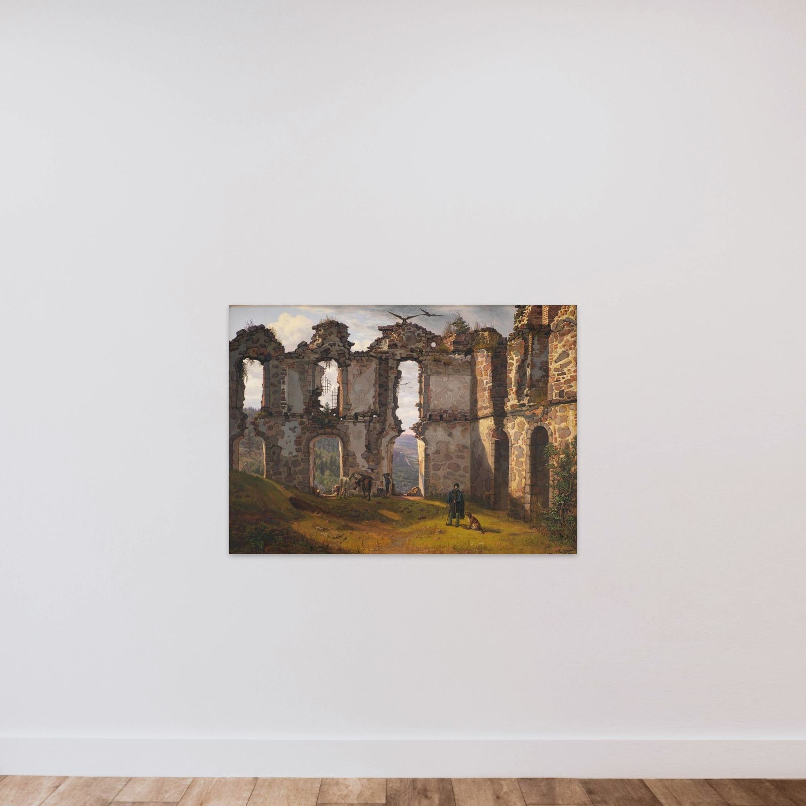Ruinerne af Brahehus ved Jönköping i Sverige unframed — shown to scale
