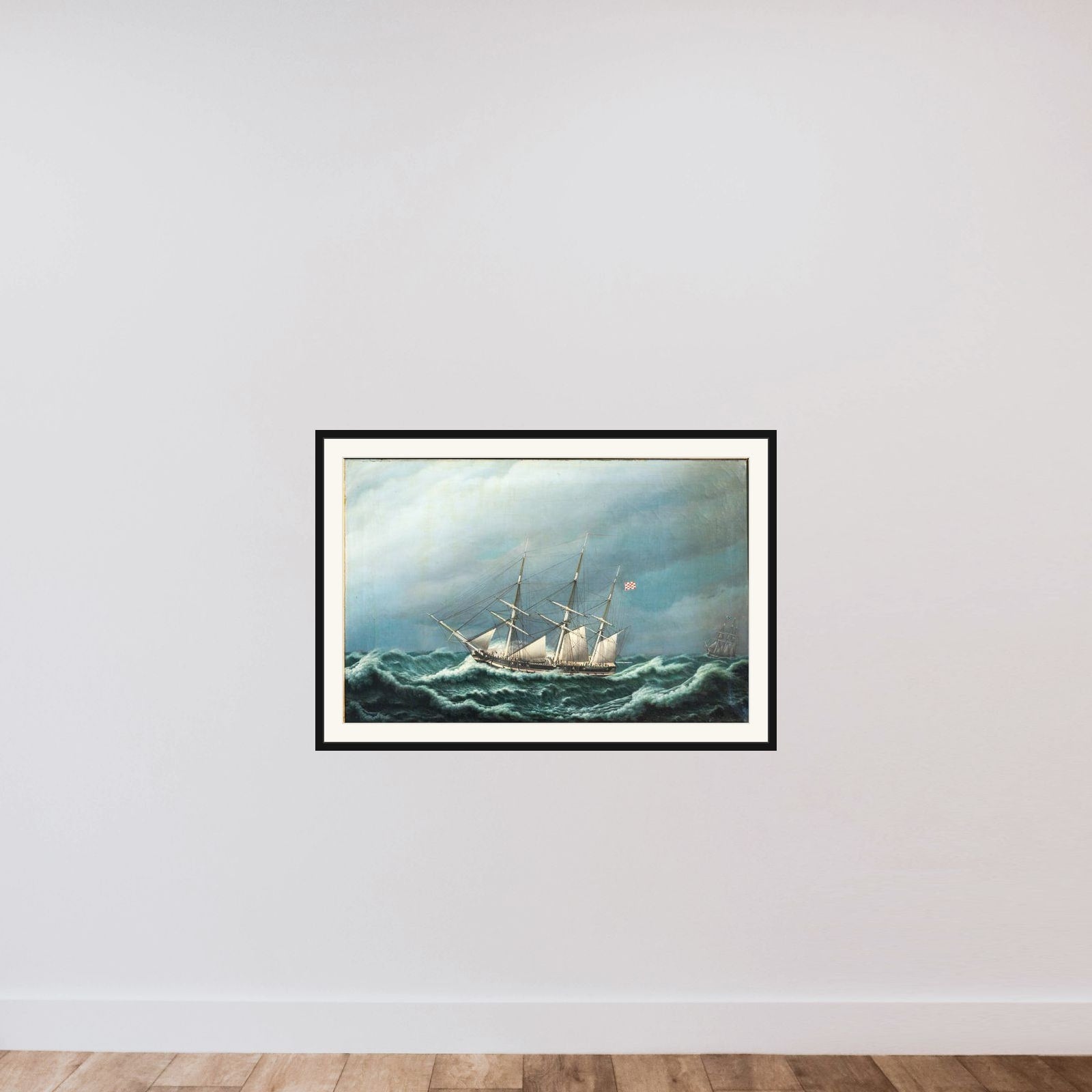 To danske fregatter i en storm signalerer med hinanden framed — shown to scale