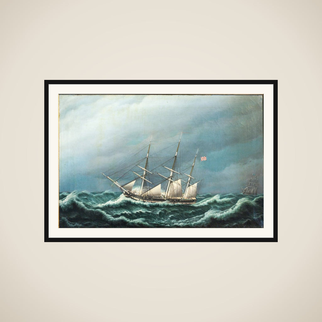 To danske fregatter i en storm signalerer med hinanden framed